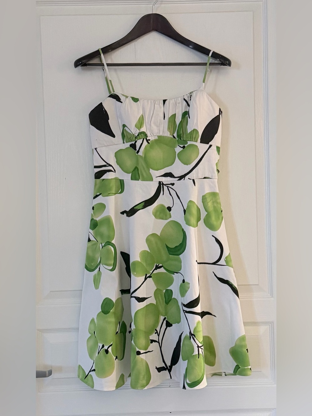 A.P.N.Y. Women's White Dress with Green Floral Print